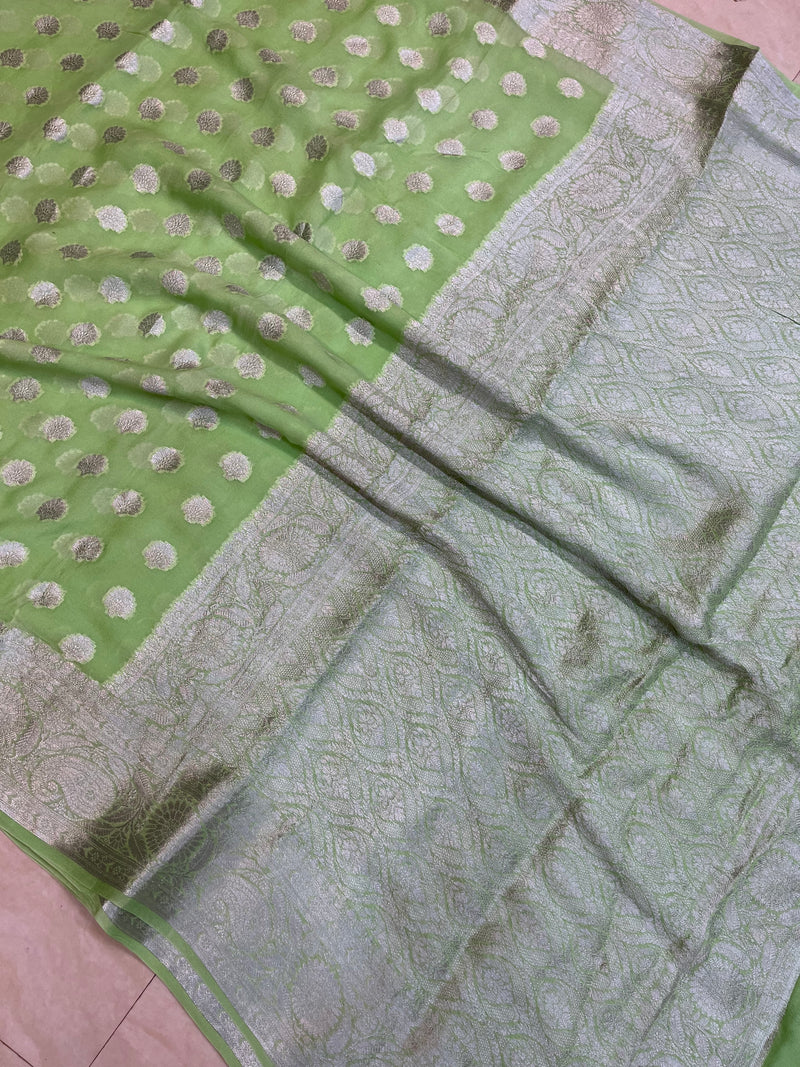 Pure Chiffon Khaddi Banarasi Saree - The Handlooms