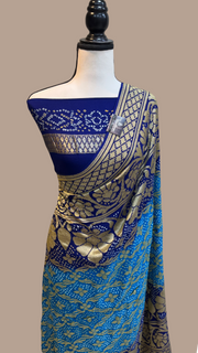 Pure Georgette Banarasi Bandhej Handloom Saree - The Handlooms