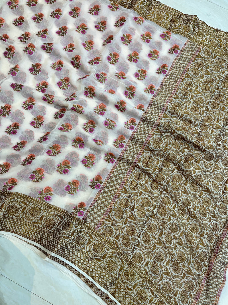 Pure Chiffon Khaddi Banarasi Saree - The Handlooms