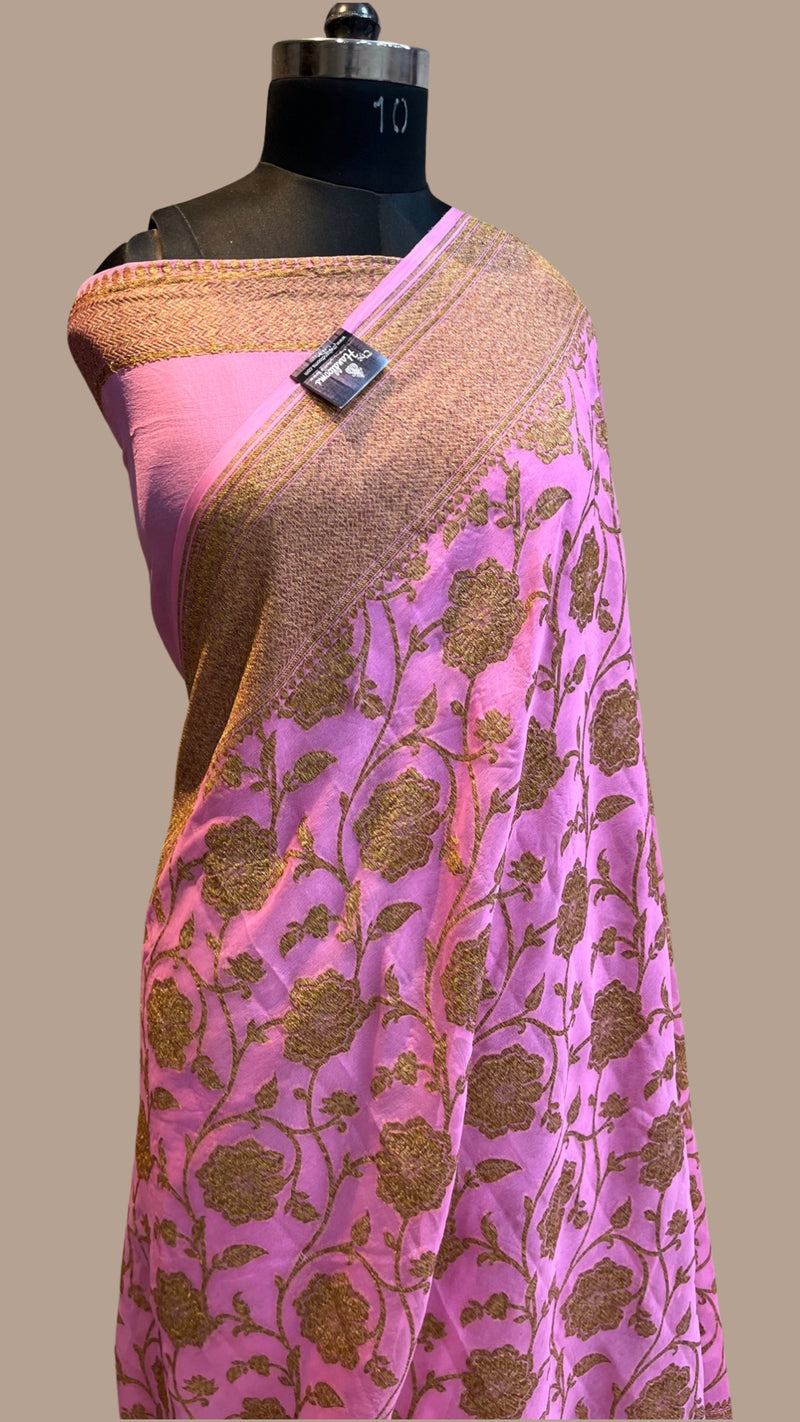 Khaddi Georgette Banarasi Saree -  Antique zari - The Handlooms