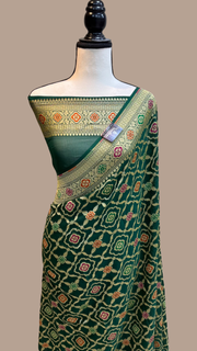 Pure Georgette Banarasi Handloom Saree - with meenakari work - The Handlooms
