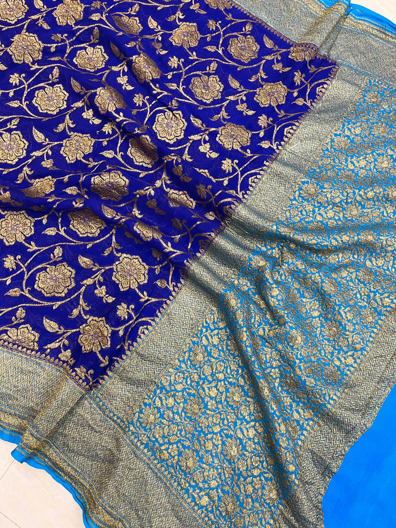 Khaddi Georgette Banarasi Saree -  Antique zari - The Handlooms