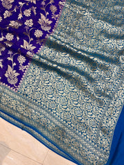 Khaddi Georgette Handloom Banarasi Saree - The Handlooms