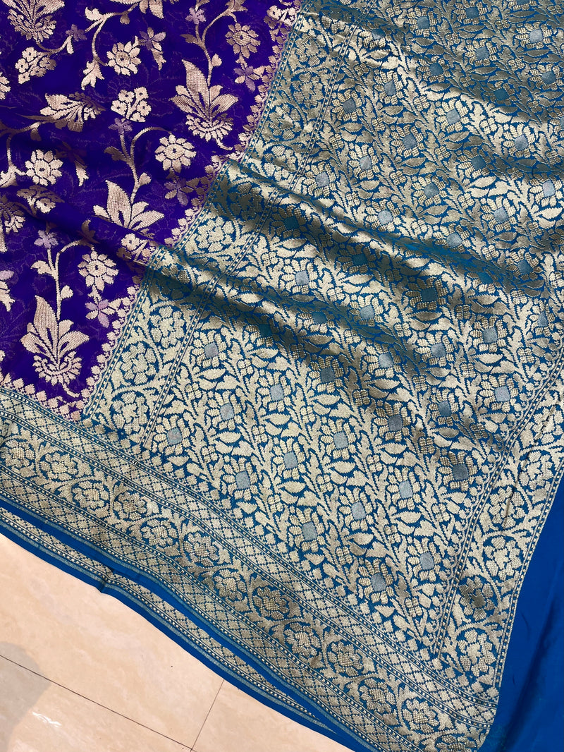 Khaddi Georgette Handloom Banarasi Saree - The Handlooms