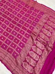 Pure Georgette Banarasi Bandhej Handloom Dupatta - The Handlooms