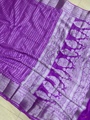 Lavander Pure Chiffon Khaddi Banarasi Saree - The Handlooms