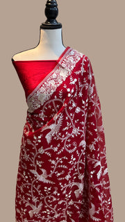 Pure organza Chikankari Handloom Banarasi Saree - The Handlooms