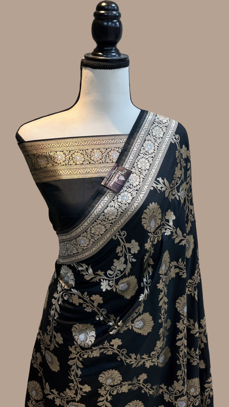 Pure Katan Silk Banarasi Handloom Saree - All over Jaal work - The Handlooms