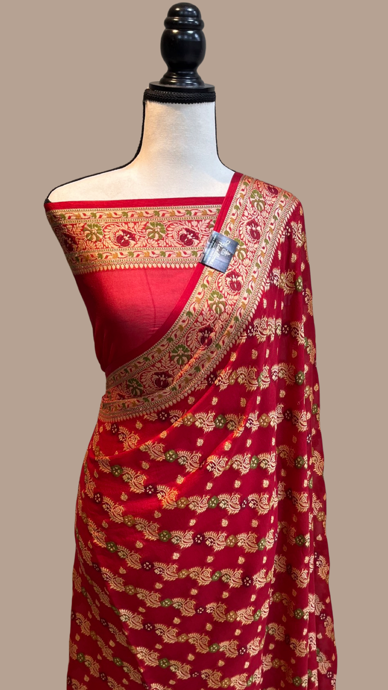 Pure Chiffon Khaddi Banarasi Saree - The Handlooms