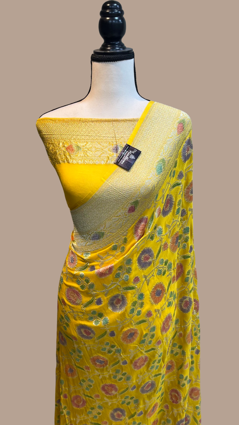 Khaddi Georgette Banarasi Saree - water zari - The Handlooms