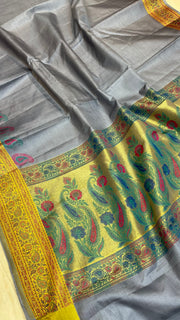 Pure Tussar Silk Handloom Banarasi Saree - The Handlooms