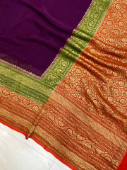 Khaddi Georgette Banarasi Saree -  Antique zari - The Handlooms