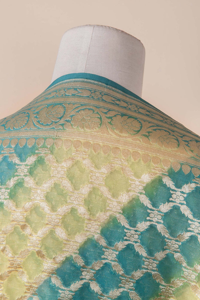 Pure Khaddi Georgette Dupatta - water zari - The Handlooms
