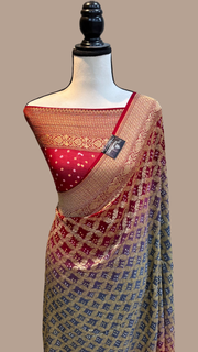 Pure Georgette Banarasi Bandhej Handloom Saree - The Handlooms