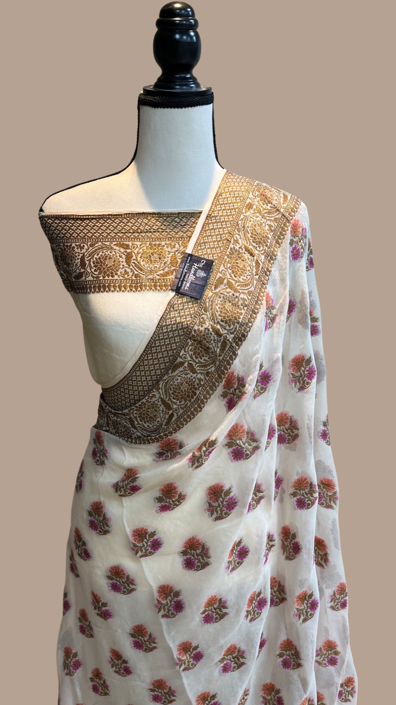 Pure Chiffon Khaddi Banarasi Saree - The Handlooms