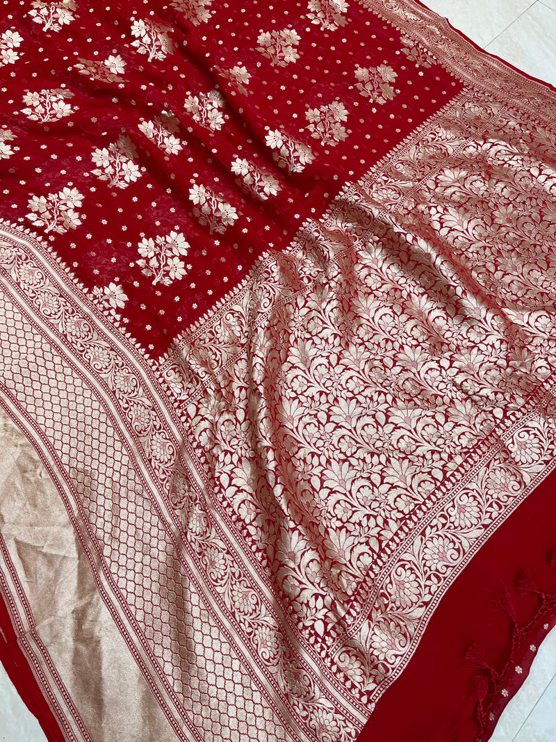 Khaddi Georgette Handloom Banarasi Saree - The Handlooms