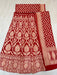 Red Pure Khaddi Georgette Handloom Banarasi Lehenga - Stitched - The Handlooms
