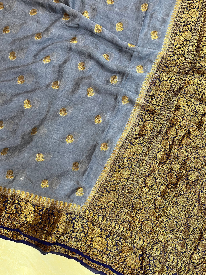Pure Chiffon Khaddi Banarasi Saree - The Handlooms