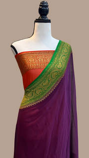 Khaddi Georgette Banarasi Saree -  Antique zari - The Handlooms