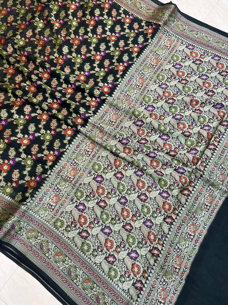 Pure Chiffon Khaddi Banarasi Saree - The Handlooms