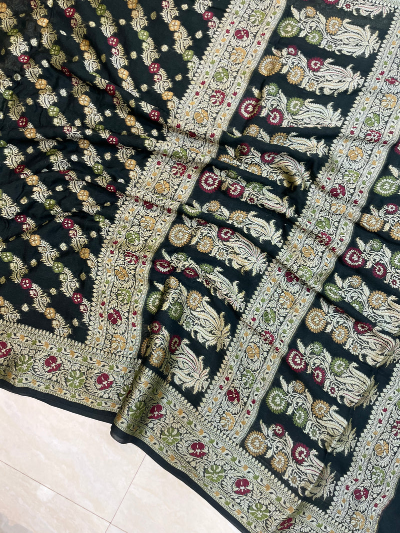 Pure Chiffon Khaddi Banarasi Saree - The Handlooms