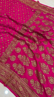 Khaddi Georgette Banarasi Saree -  Antique zari - The Handlooms