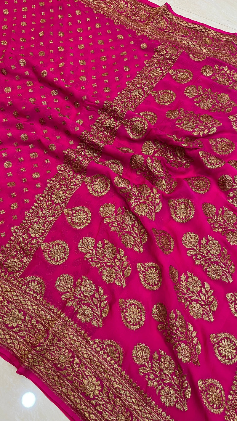 Khaddi Georgette Banarasi Saree -  Antique zari - The Handlooms