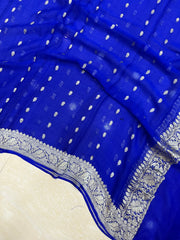 Pure Khaddi Georgette Dupatta - water zari - The Handlooms
