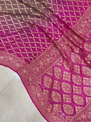 Pure Georgette Banarasi Bandhej Handloom Saree - The Handlooms