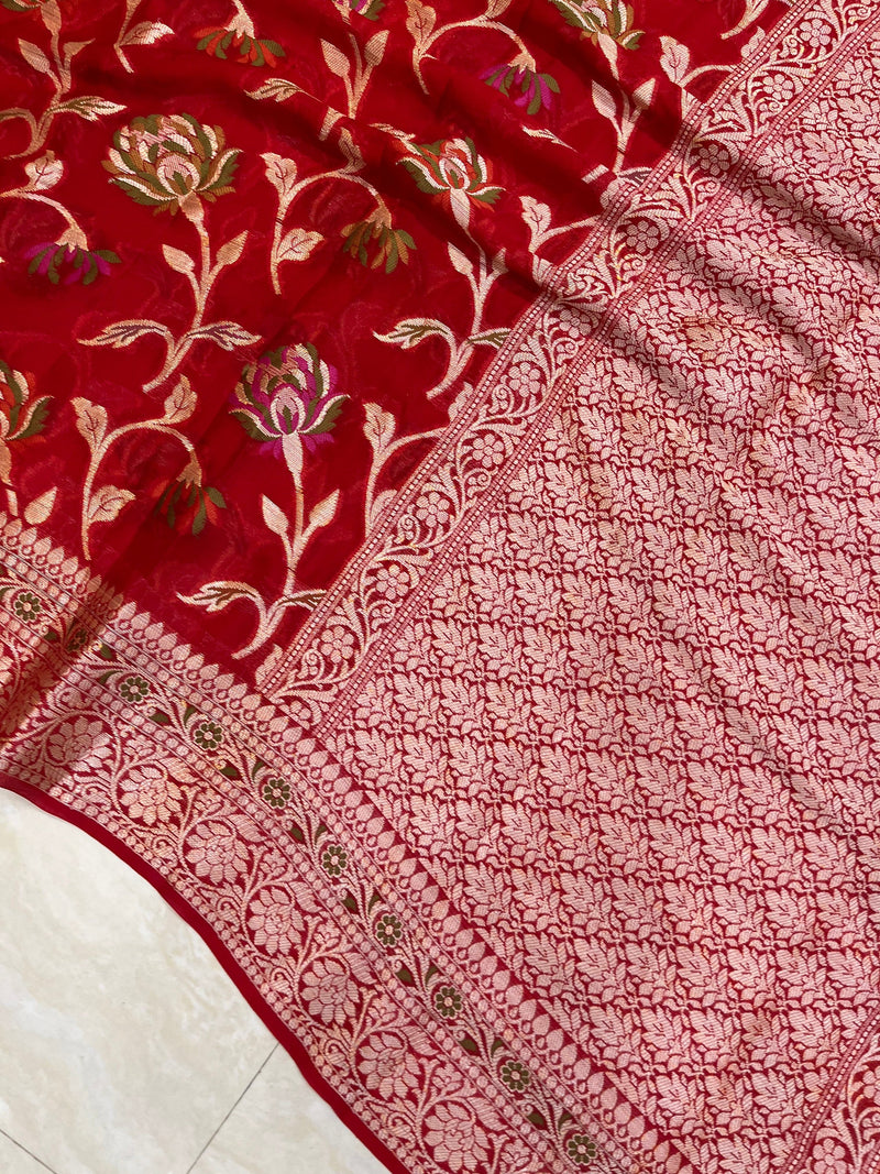 Pure Chiffon Khaddi Banarasi Saree - The Handlooms