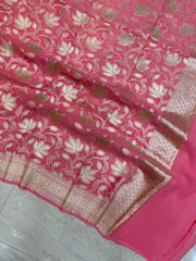 Pure Khaddi Georgette Dupatta - water zari - The Handlooms