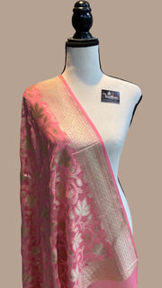Pure Khaddi Georgette Dupatta - water zari - The Handlooms