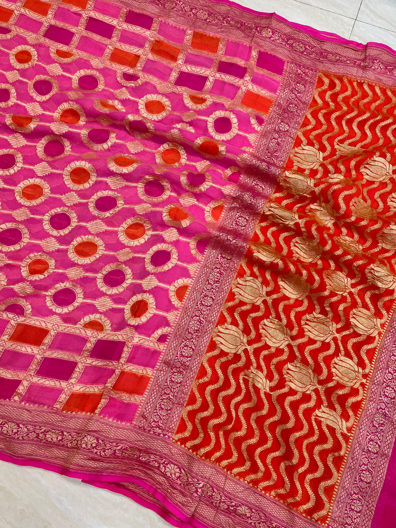 Khaddi Georgette Handloom Banarasi Saree - The Handlooms