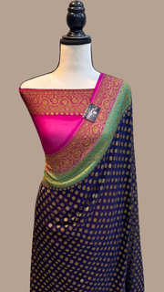 Khaddi Georgette Banarasi Saree -  Antique zari - The Handlooms
