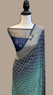 Pure Georgette Banarasi Bandhej Handloom Saree - The Handlooms