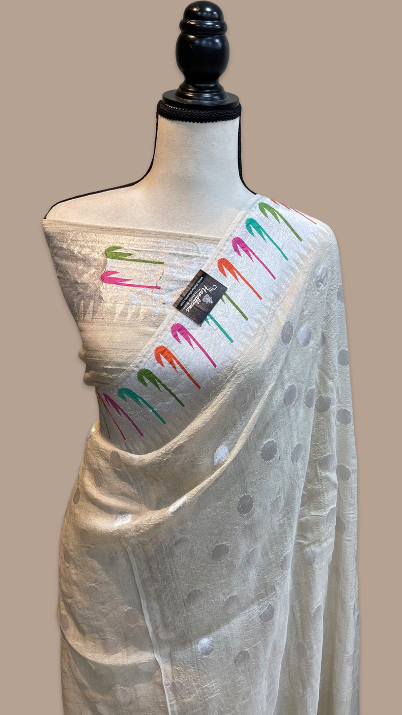 Tussar Georgette Handloom Banarasi Saree - All over meenakari - The Handlooms