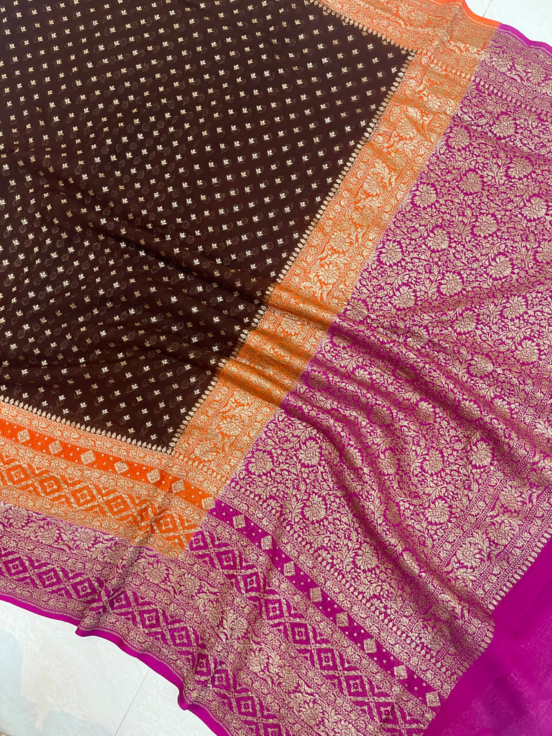 Khaddi Georgette Banarasi Saree -  Antique zari - The Handlooms