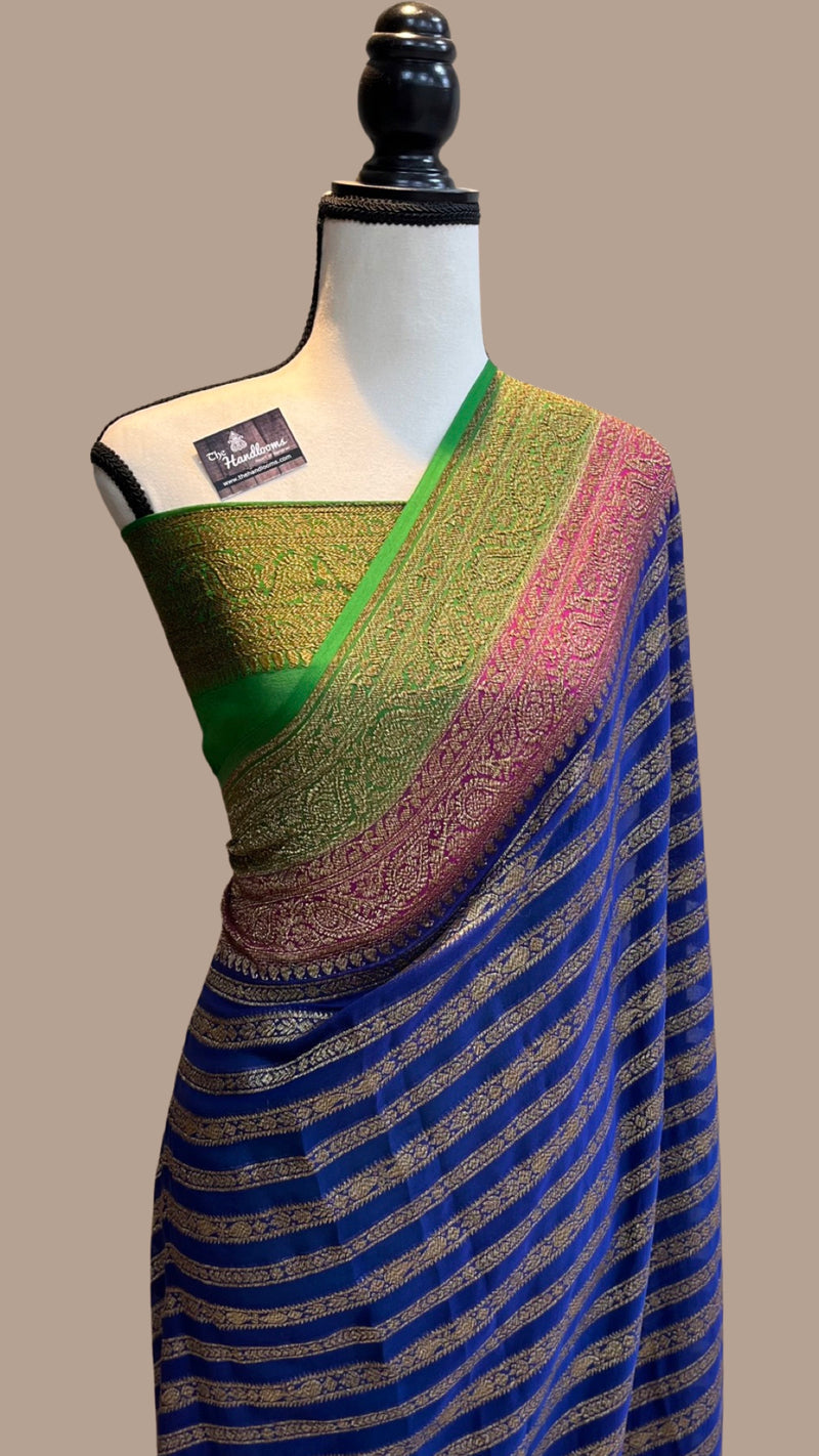Khaddi Georgette Banarasi Saree -  Antique zari - The Handlooms