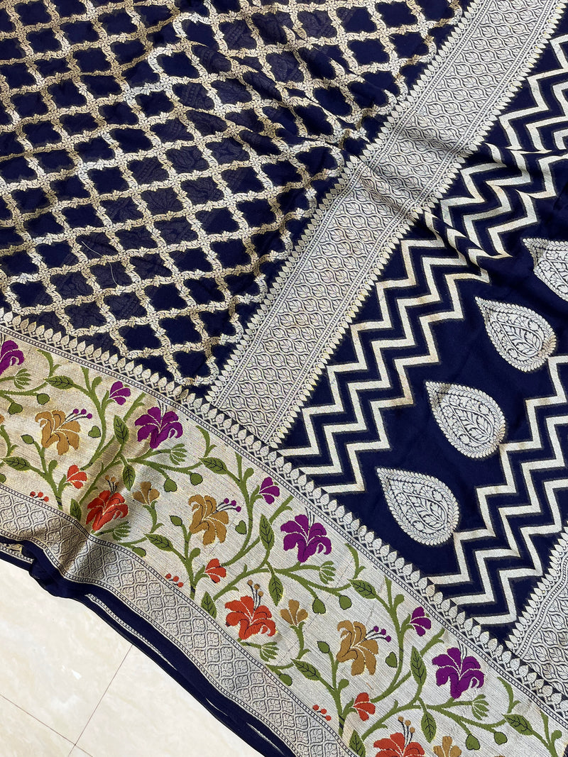 Pure Chiffon Khaddi Banarasi Saree - The Handlooms