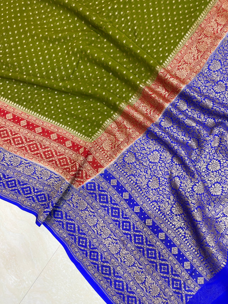 Khaddi Georgette Banarasi Saree -  Antique zari - The Handlooms