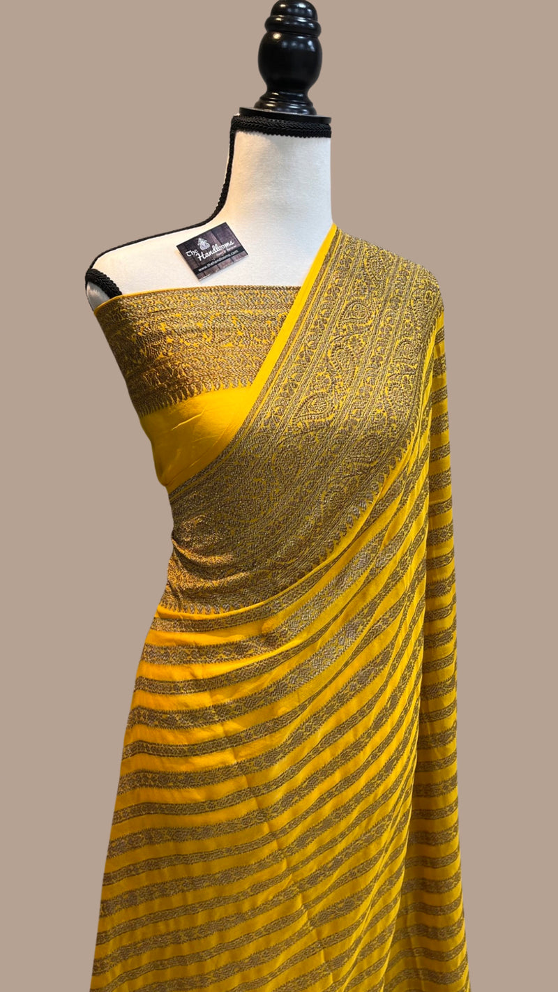 Khaddi Georgette Banarasi Saree -  Antique zari - The Handlooms