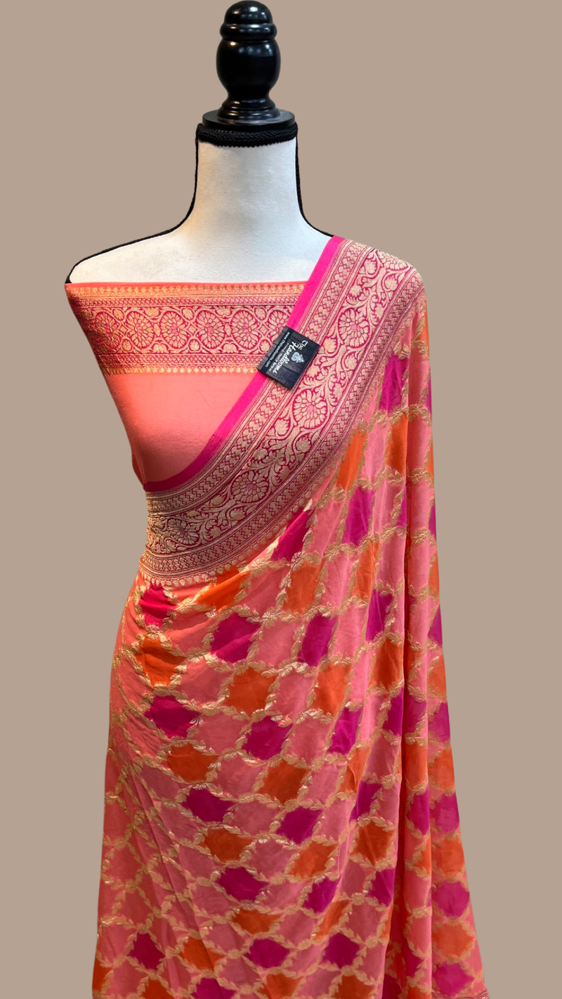 Khaddi Georgette Handloom Banarasi Saree - The Handlooms