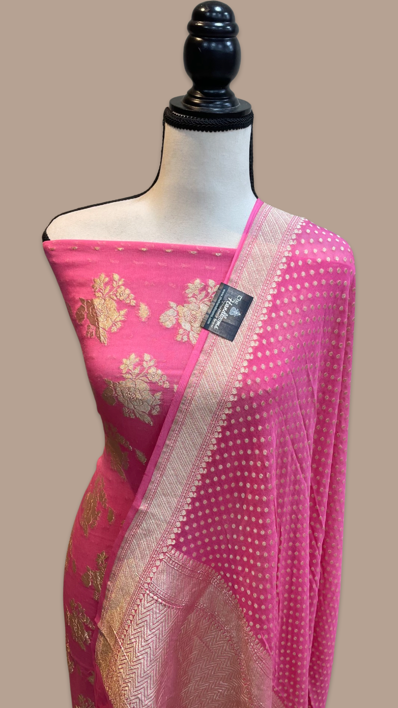 Khaddi Georgette Handlooms Banarasi Dress material - The Handlooms
