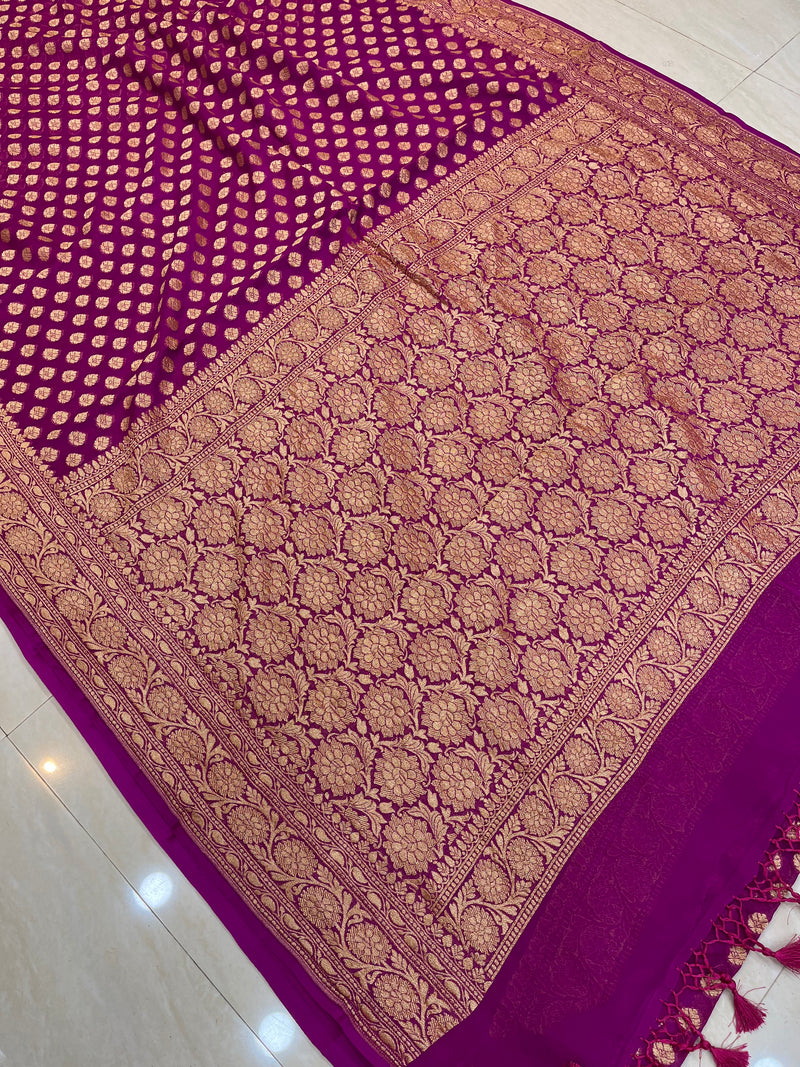 Khaddi Georgette Banarasi Saree -  Gold zari - The Handlooms