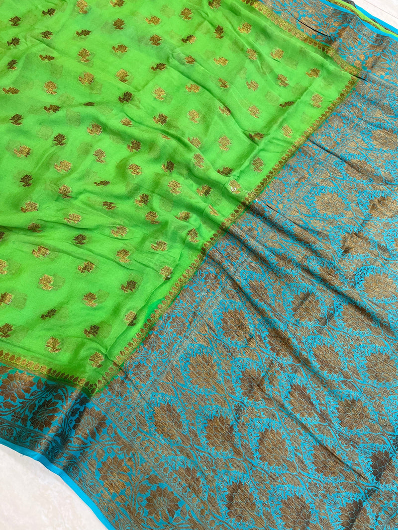 Pure Chiffon Khaddi Banarasi Saree - The Handlooms