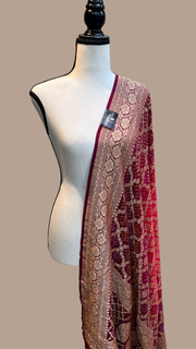 Pure Georgette Banarasi Bandhej Handloom Dupatta - The Handlooms