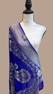 Pure Khaddi Georgette Dupatta - water zari - The Handlooms