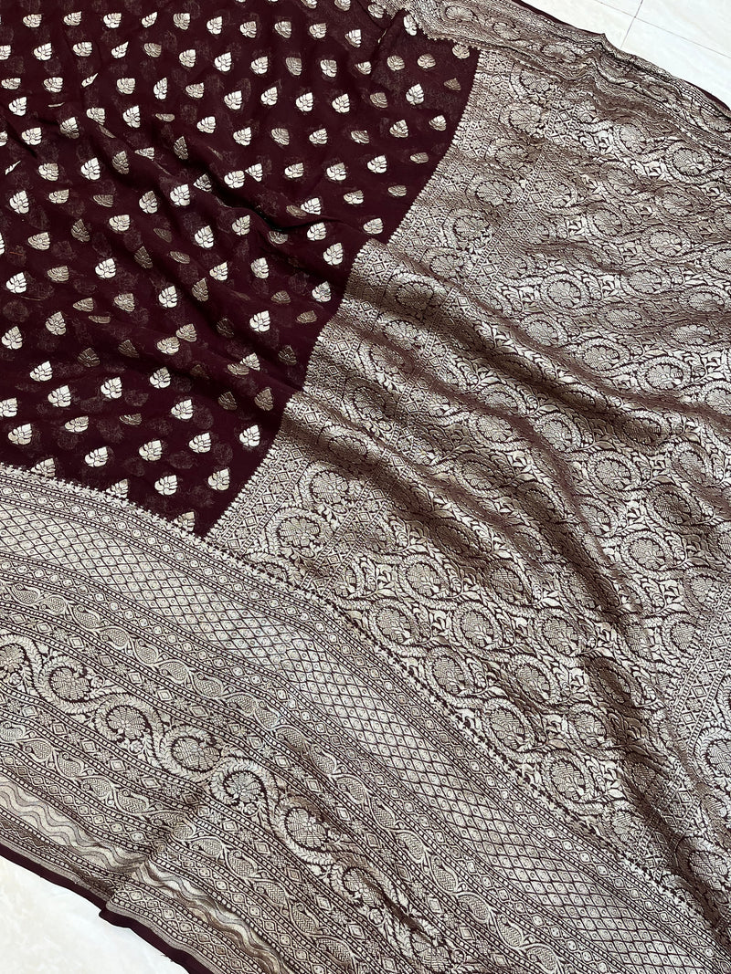 Khaddi Georgette Handloom Banarasi Saree - The Handlooms