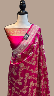 Pure Katan Silk Banarasi Handloom Saree - All over sona roopa Jaal work - The Handlooms