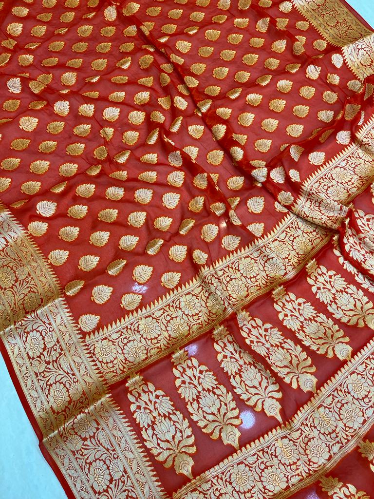 Pure Chiffon Khaddi Banarasi Saree - The Handlooms